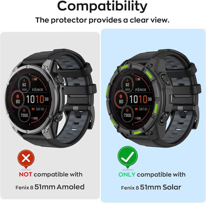ISABAKE Case Cover Compatible with Garmin Fenix 8 51MM Sloar, Soft and Flexible Anti Drop TPU Bumper Frame Rugged Replacement Protective Cases for Garmin Fenix 8 51MM Solar - Image 3